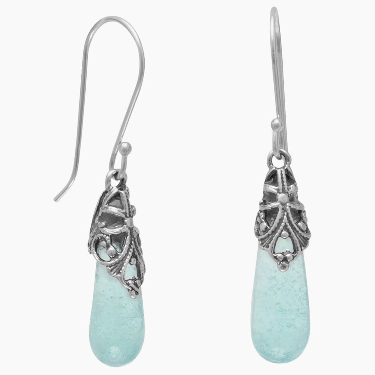 Coned Roman Glass Drop Earrings