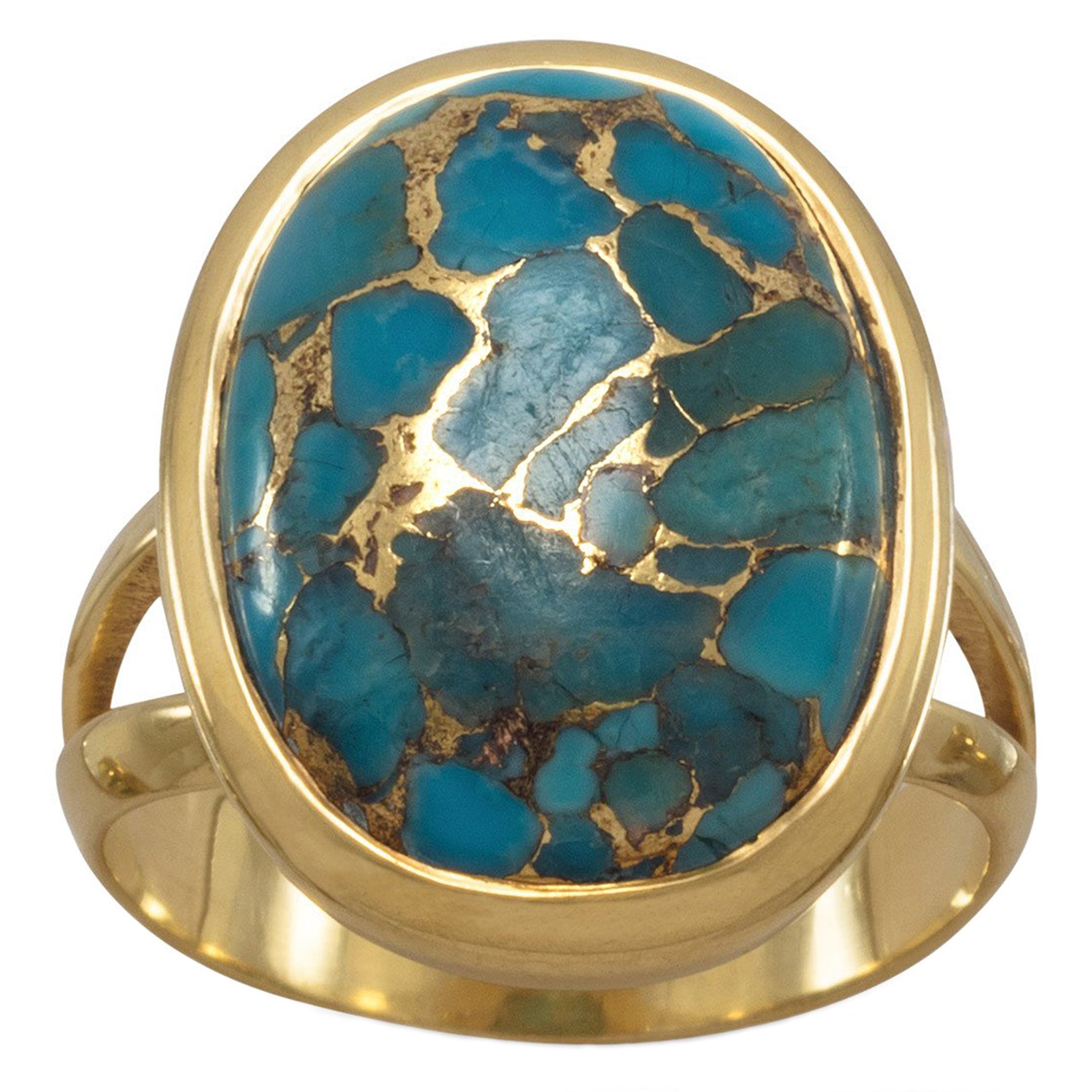 Copper Infused Turquoise Gold Ring