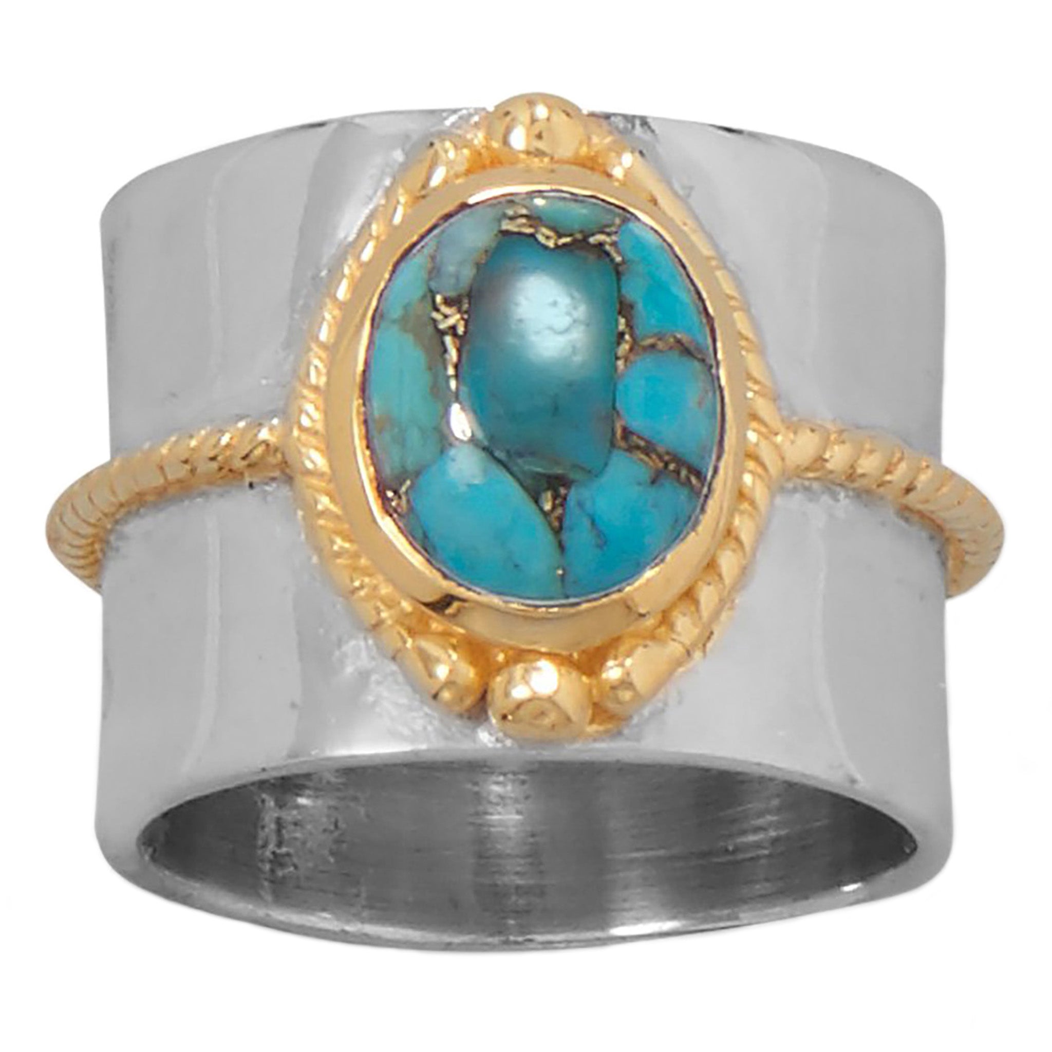 Copper Infused Turquoise Wide Band Ring