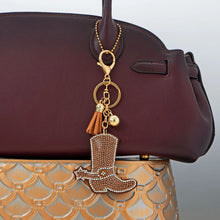 Cowgirl Boot Crystal Bag Charm Example