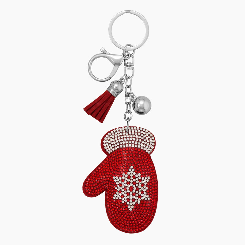 Cozy Winter Mitten Crystal Bag Charm