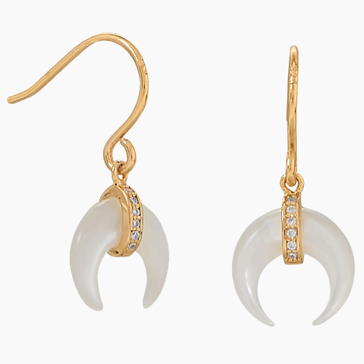Crescent Mother of Pearl Gold Earrings
