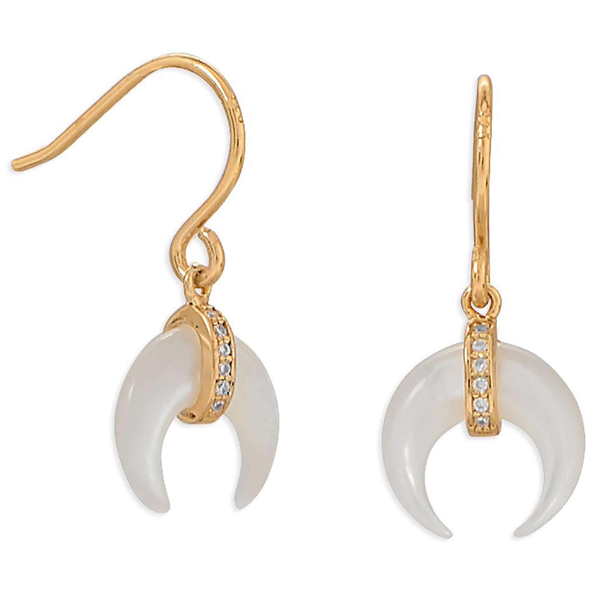 Crescent Mother of Pearl Gold Earrings