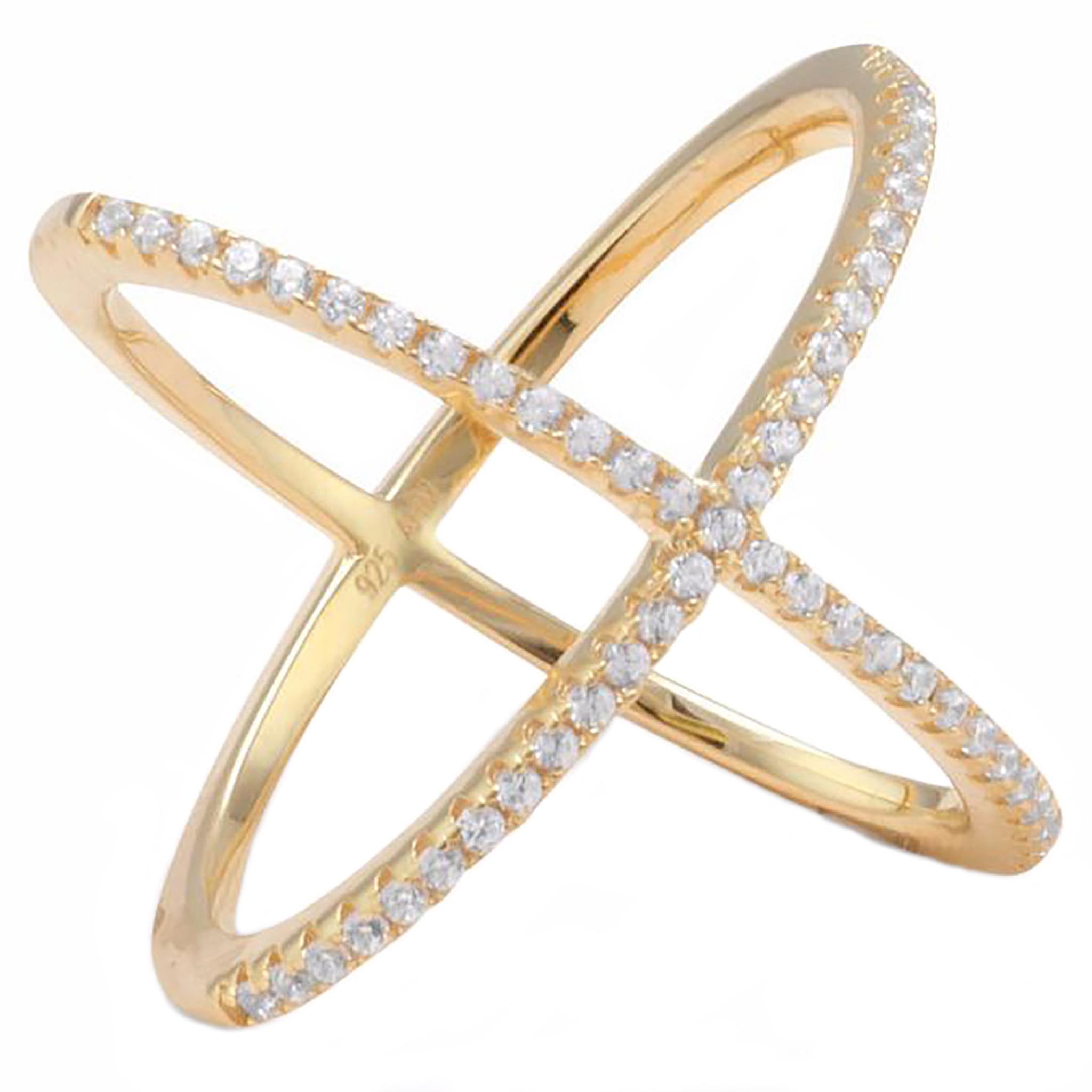 Criss Cross Zirconia Gold Ring