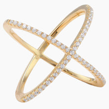 Criss Cross Zirconia Gold Ring