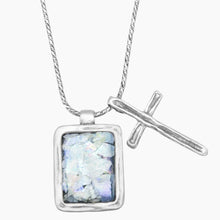 Cross Charm Roman Glass Necklace Close Up