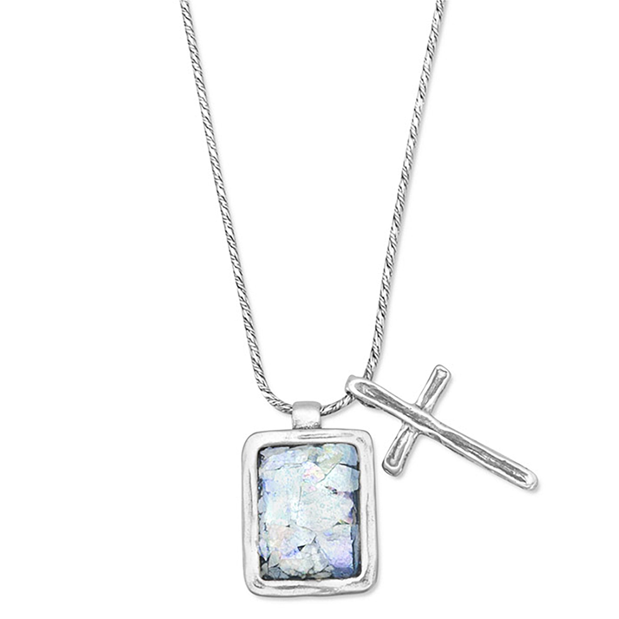 Cross Charm Roman Glass Necklace