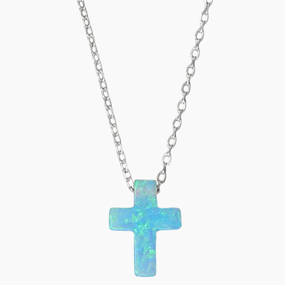 Cross Shape Opal Necklace