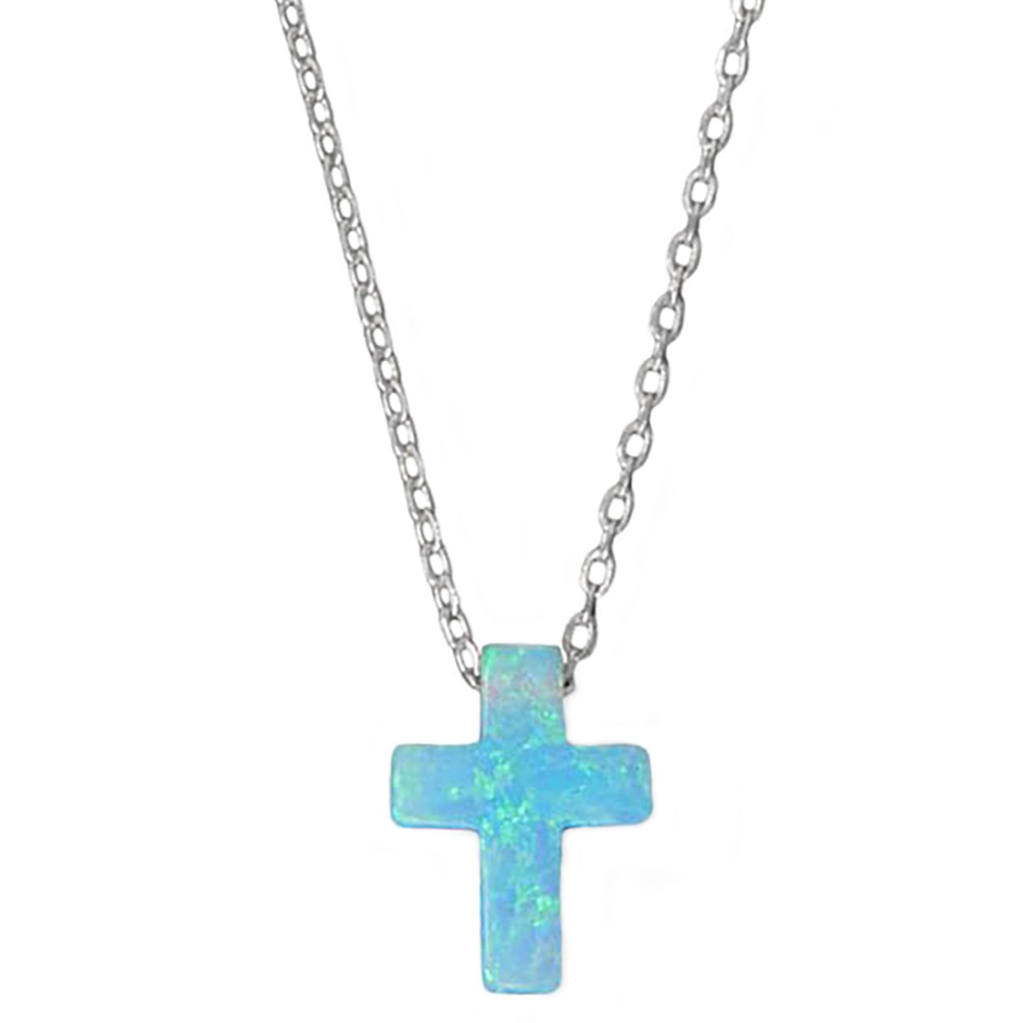 Cross Shape Opal Necklace