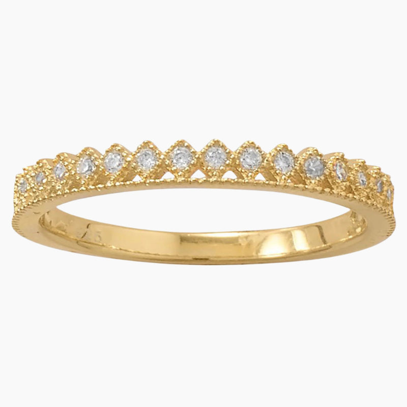 Crown Design Cubic Zirconia Gold Ring