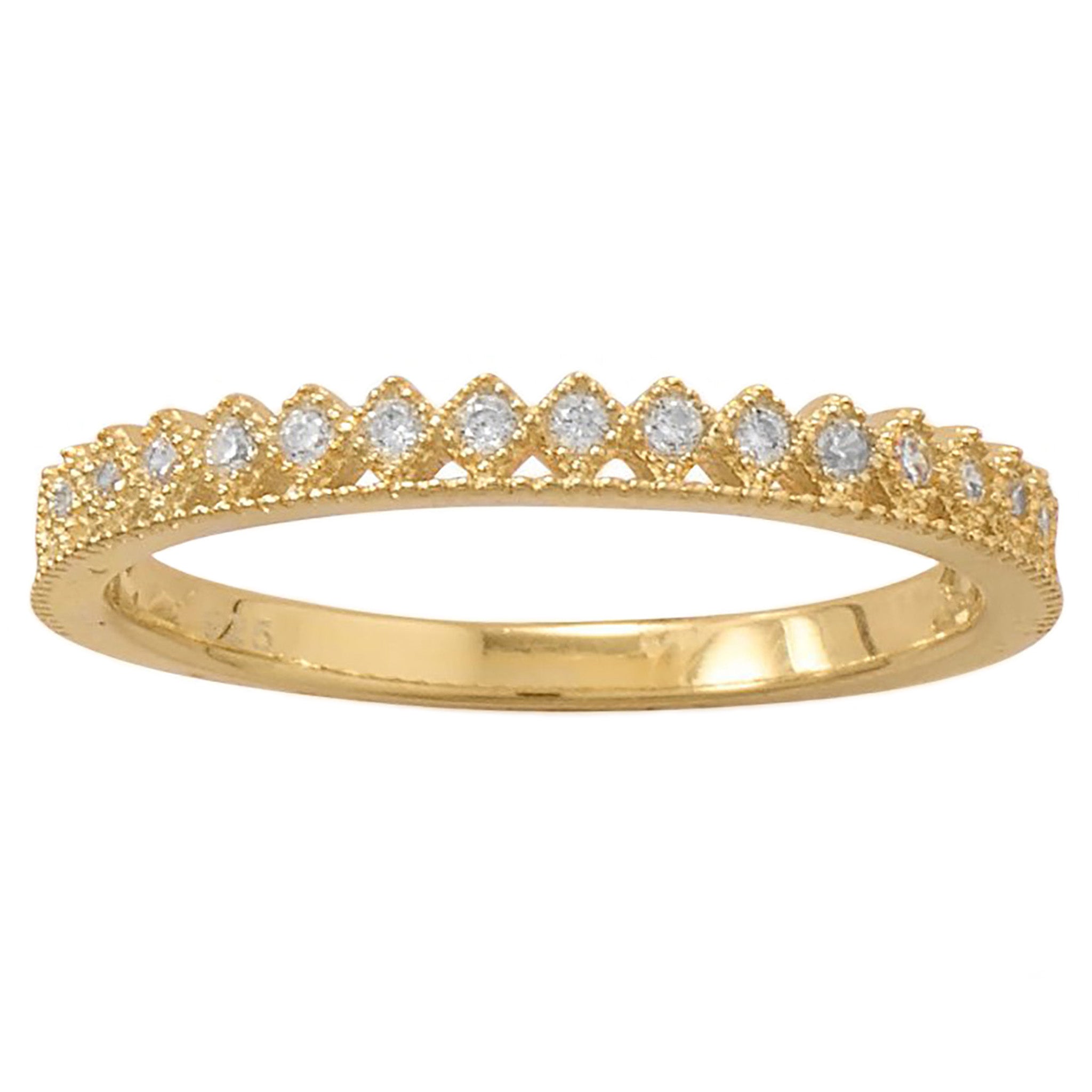 Crown Design Cubic Zirconia Gold Ring
