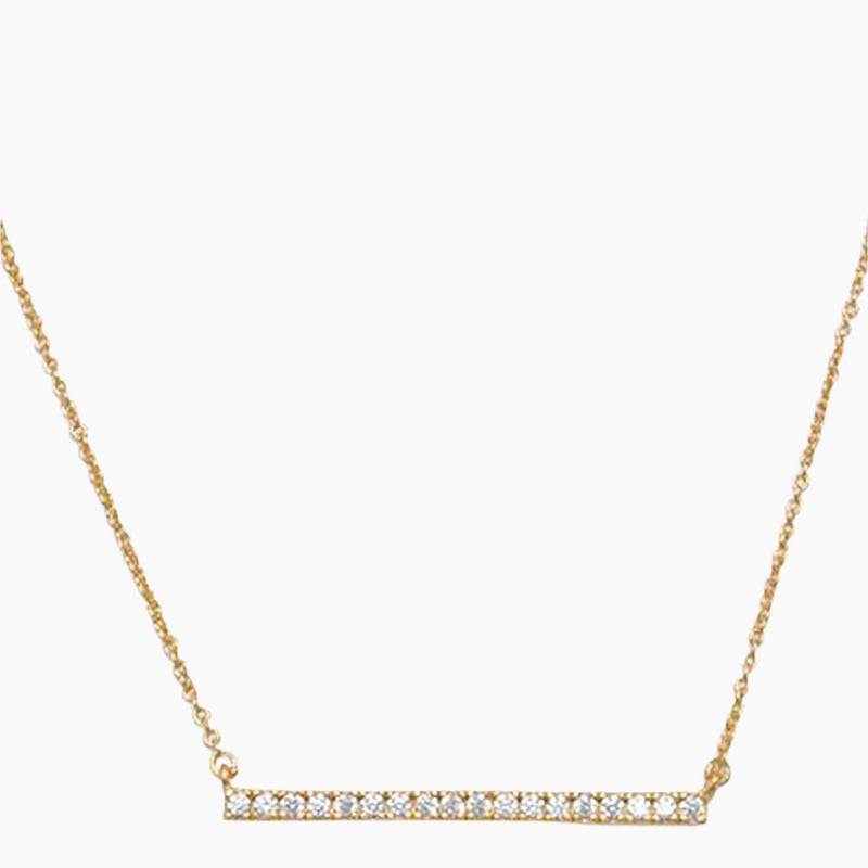 Cubic Zirconia Bar Gold Necklace