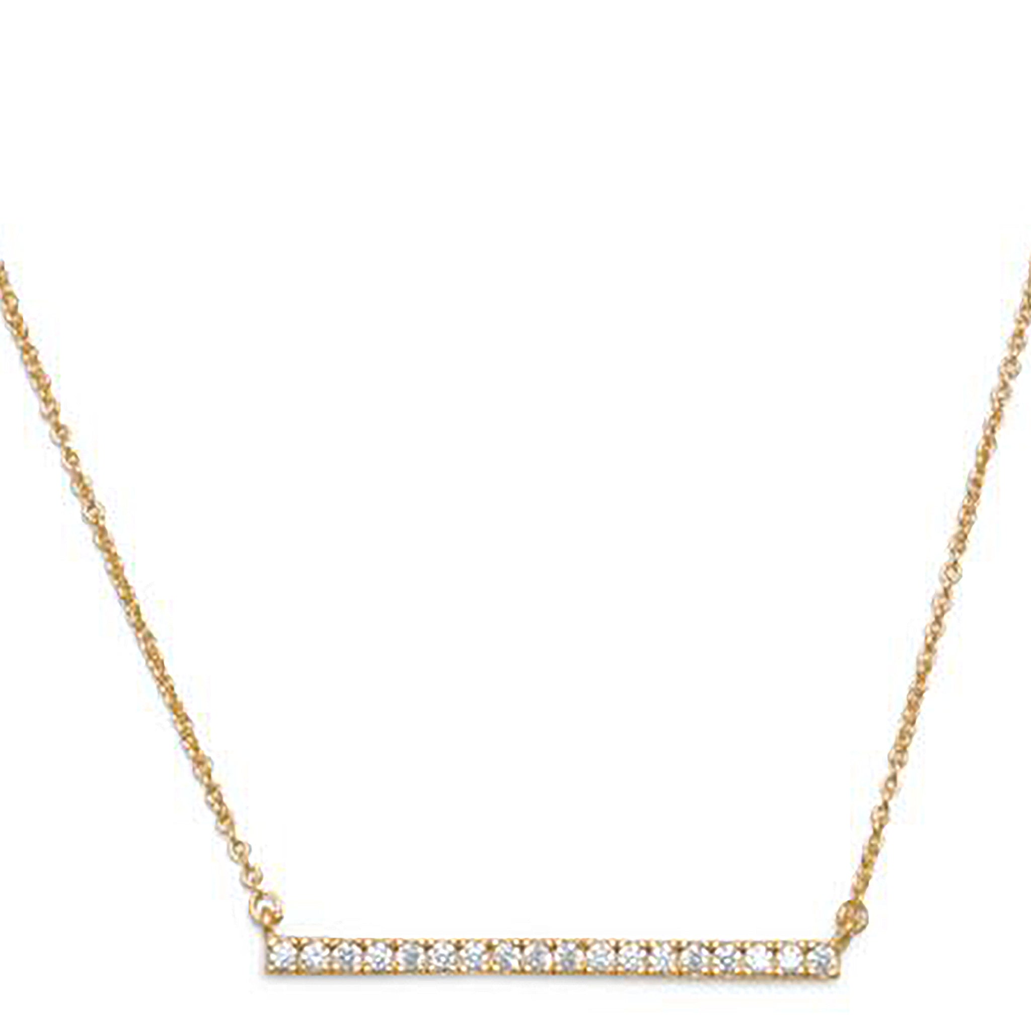 Cubic Zirconia Bar Gold Necklace