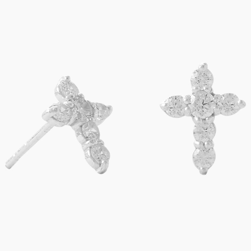 Cubic Zirconia Cross Stud Earrings