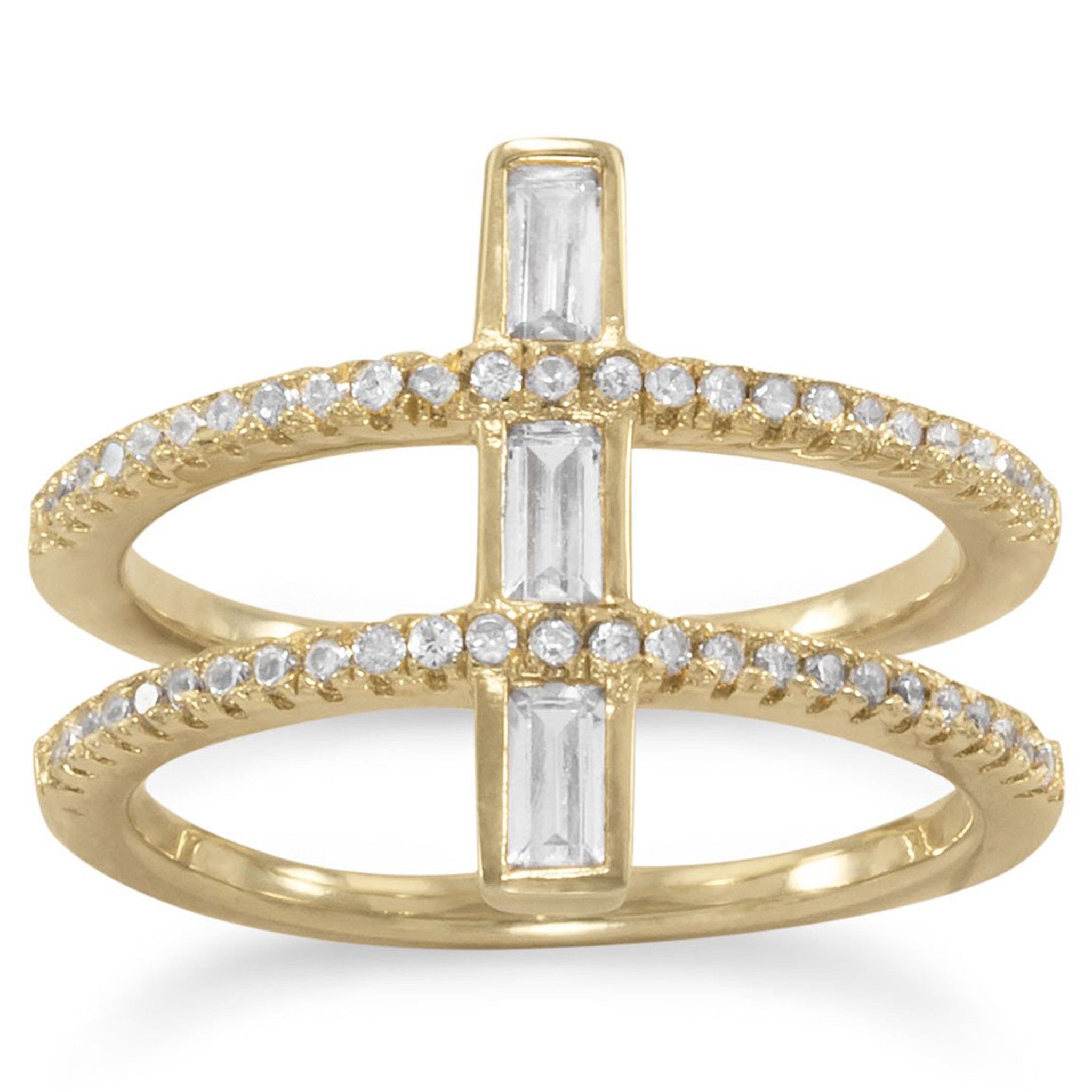 Cubic Zirconia Double Band Ring