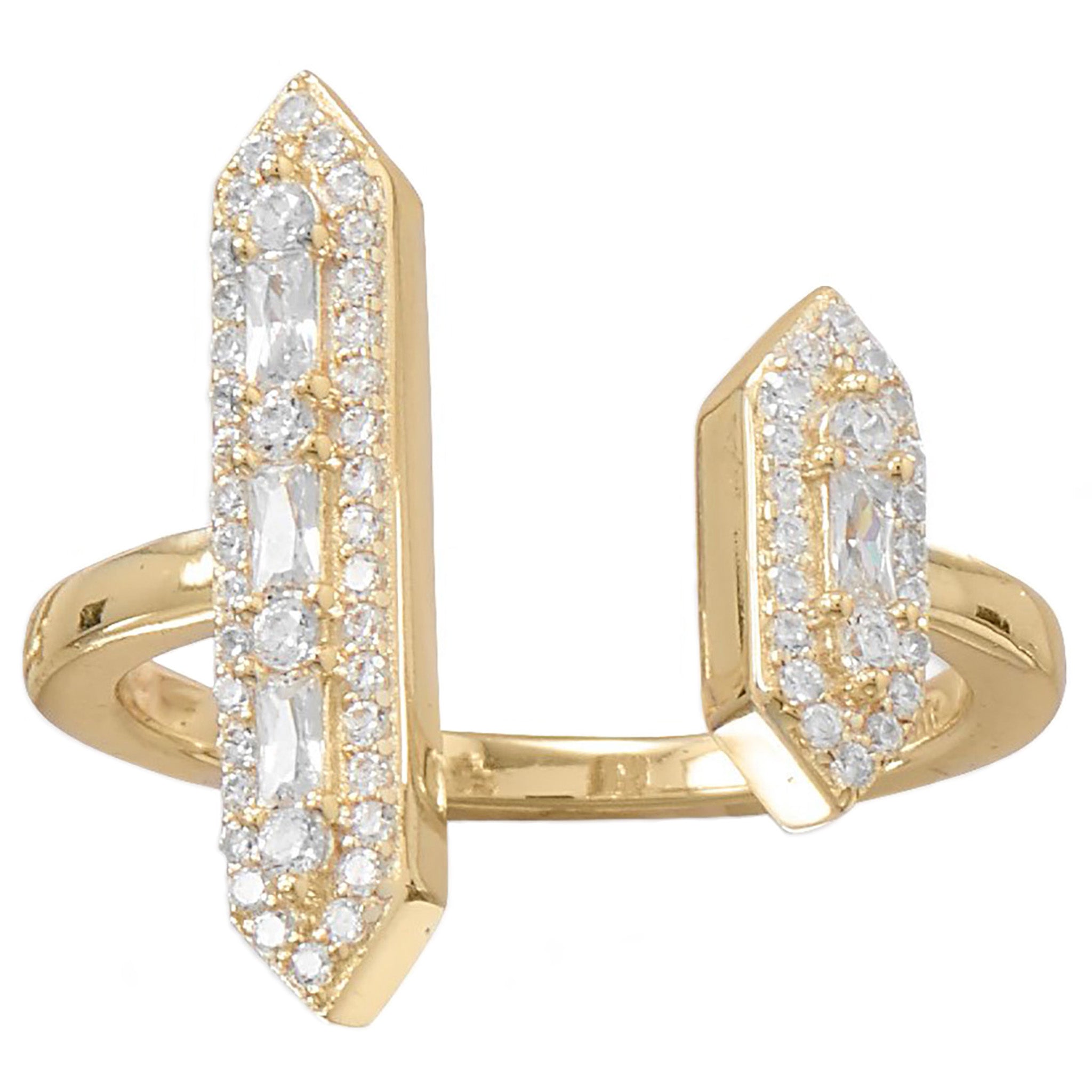 Cubic Zirconia Double Bar Gold Ring