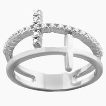 Cubic Zirconia Double Cross Ring