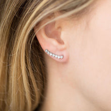 Cubic Zirconia Ear Climber Earrings On Ear