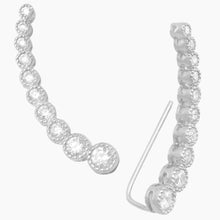 Cubic Zirconia Ear Climber Textured Earrings