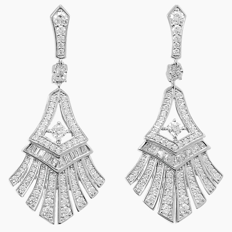 Cubic Zirconia Fan Shape Earrings