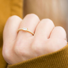 Cubic Zirconia Gold Ring On Hand