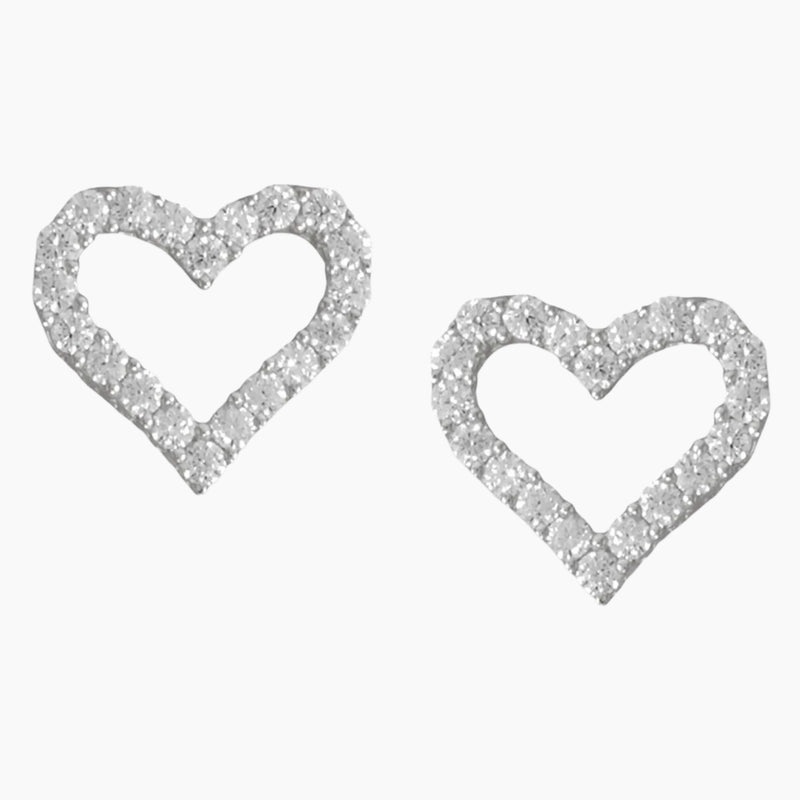 Cubic Zirconia Heart Outline Earrings