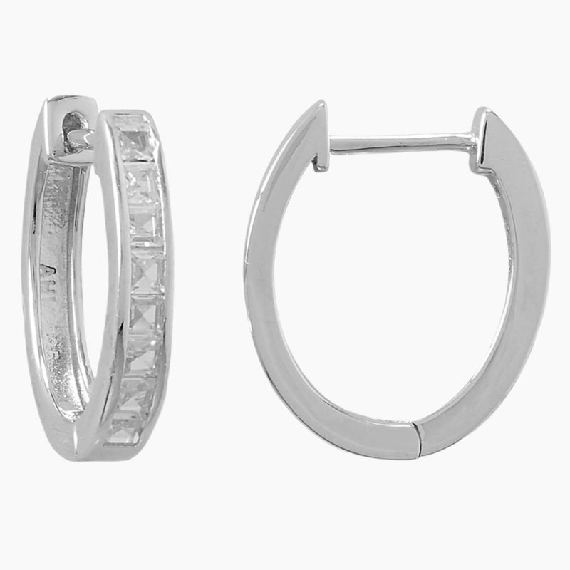 Cubic Zirconia Hinged Hoop Earrings