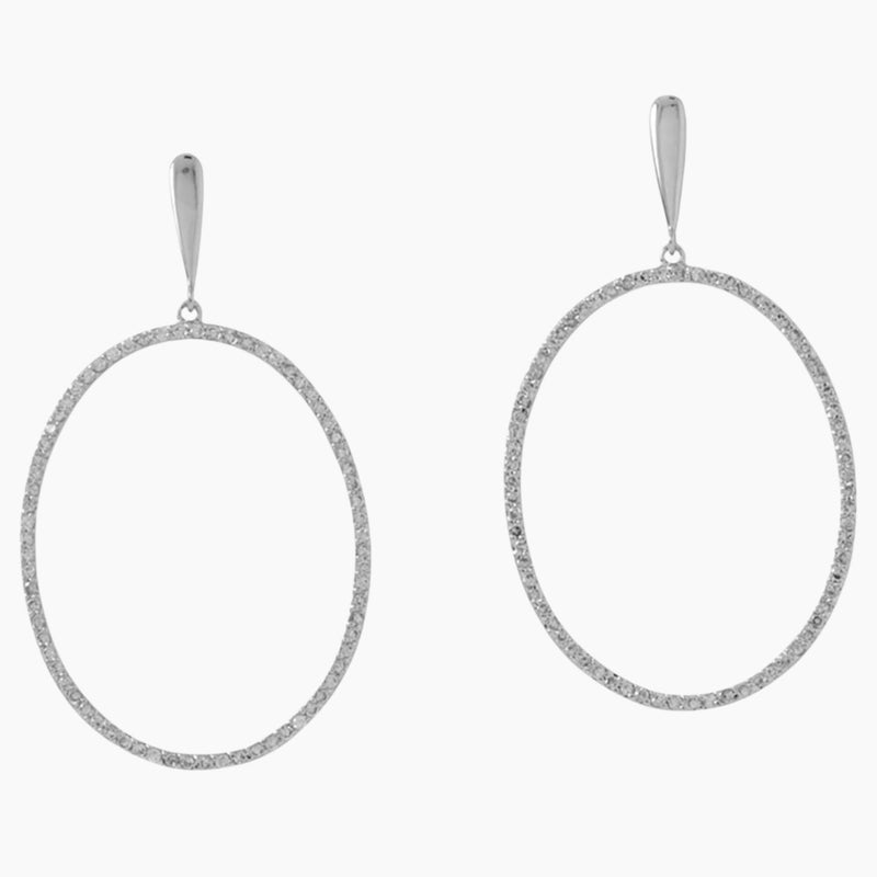 Cubic Zirconia Oval Post Earrings
