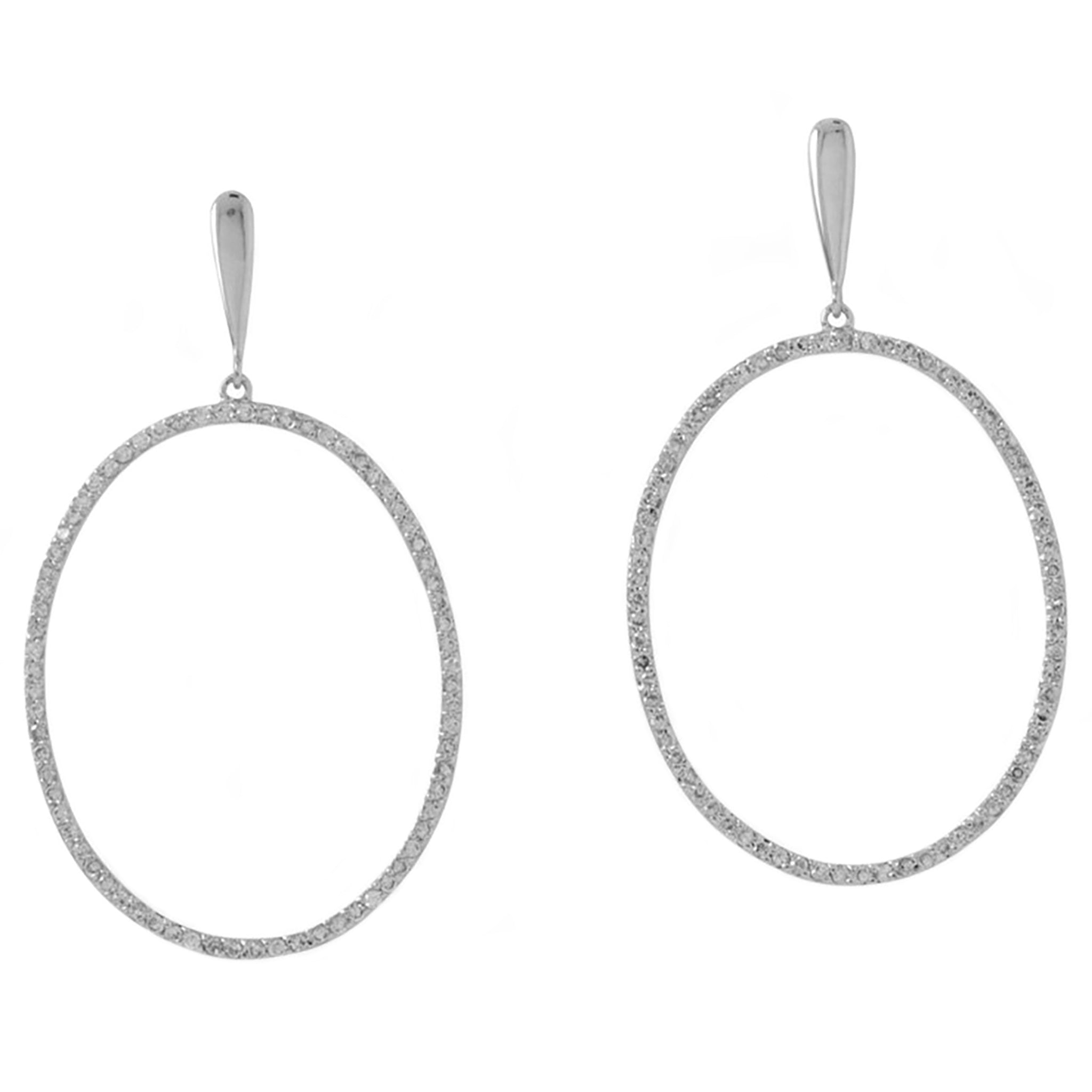 Cubic Zirconia Oval Post Earrings