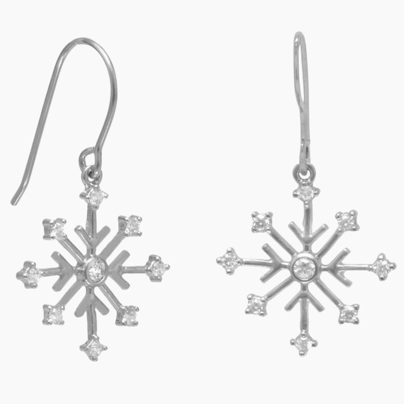 Cubic Zirconia Snowflake Design Earrings