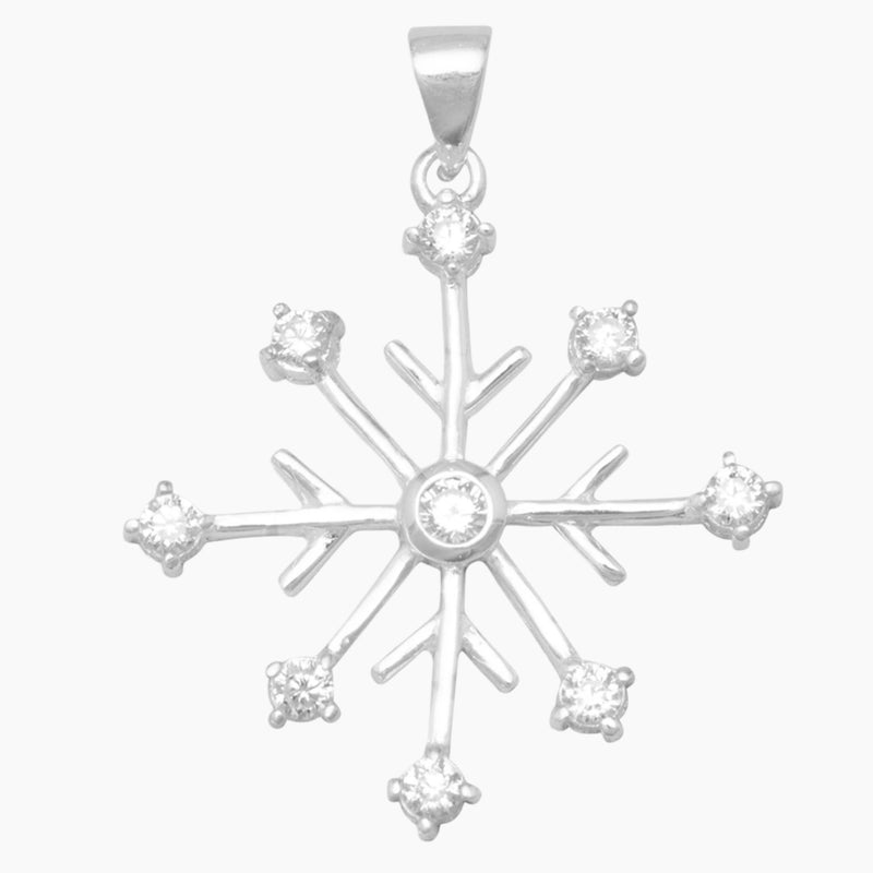 Cubic Zirconia Snowflake Design Pendant