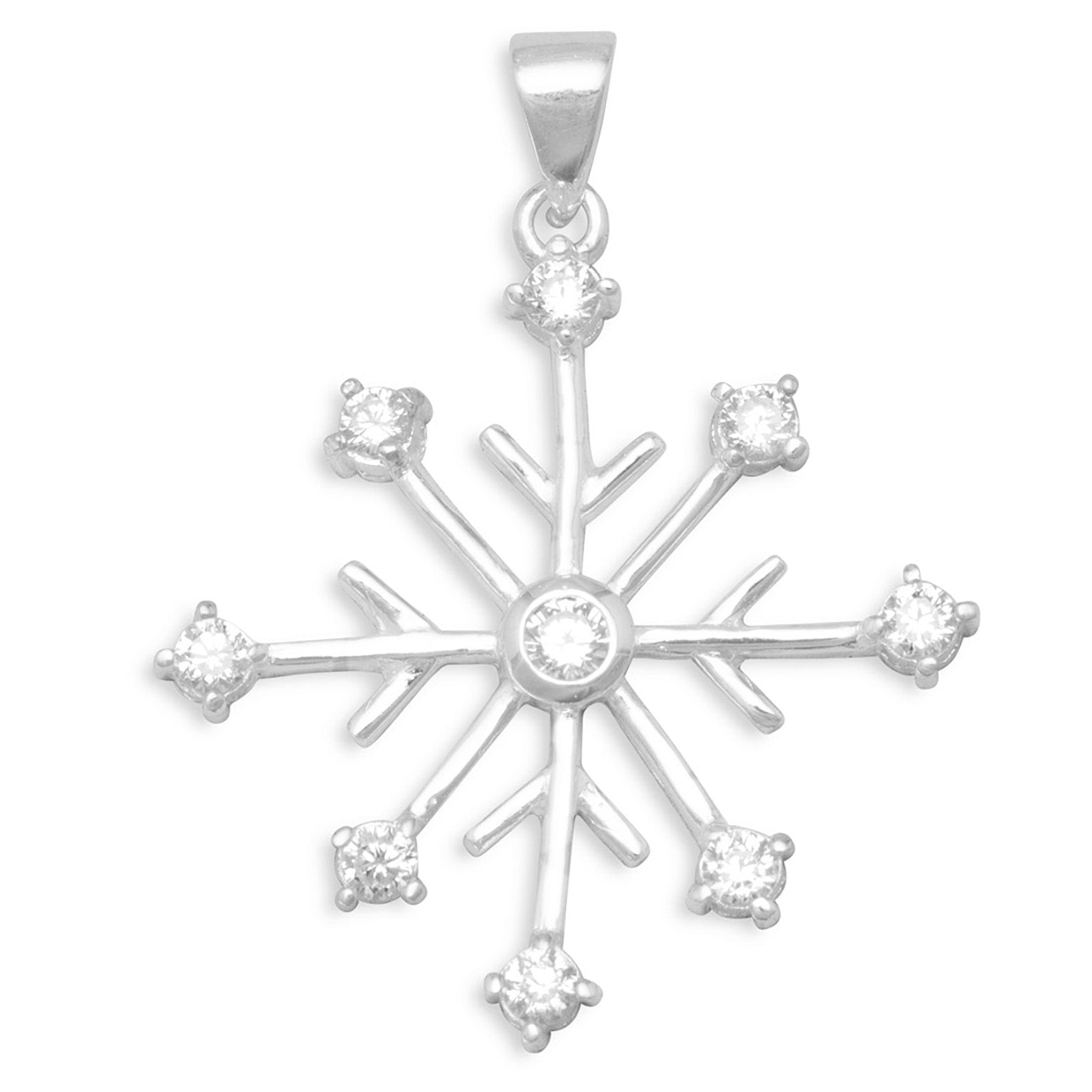 Cubic Zirconia Snowflake Design Pendant