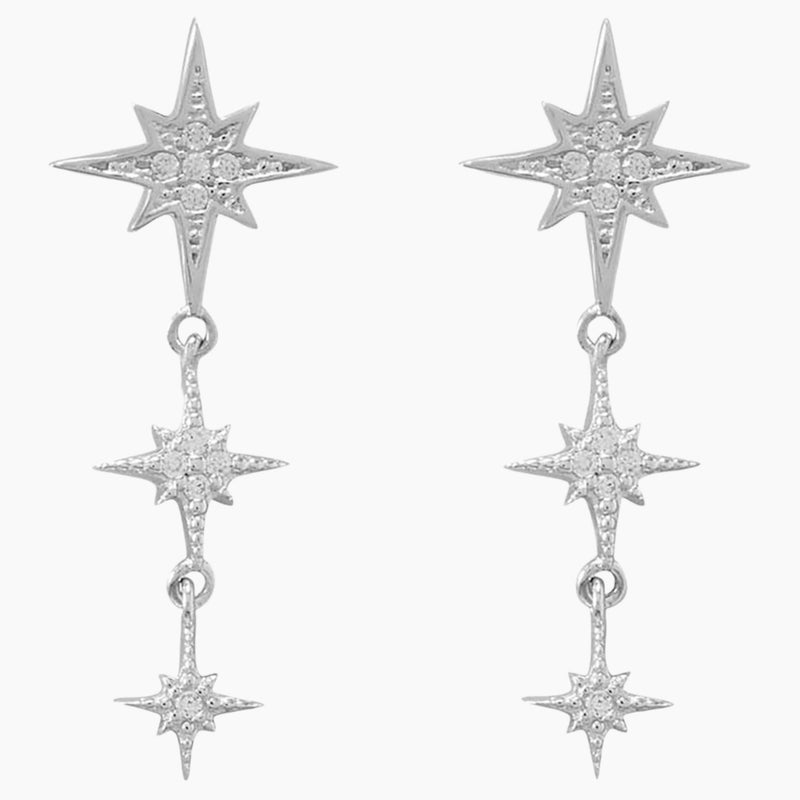 Cubic Zirconia Star Drop Earrings