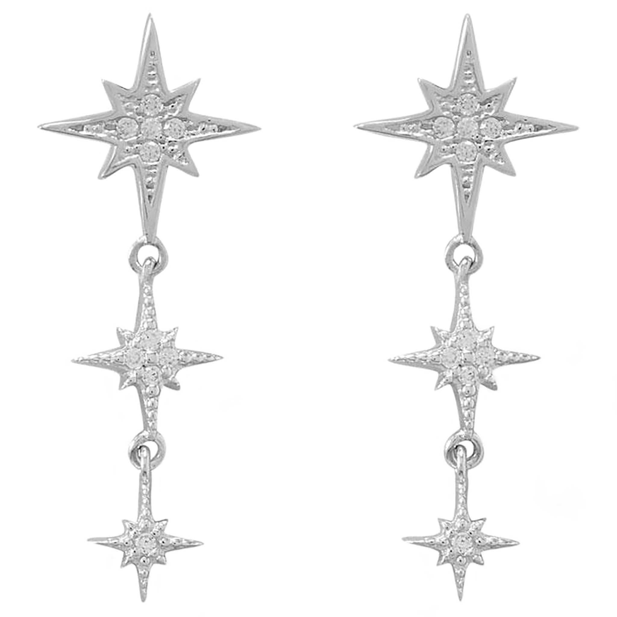 Cubic Zirconia Star Drop Earrings