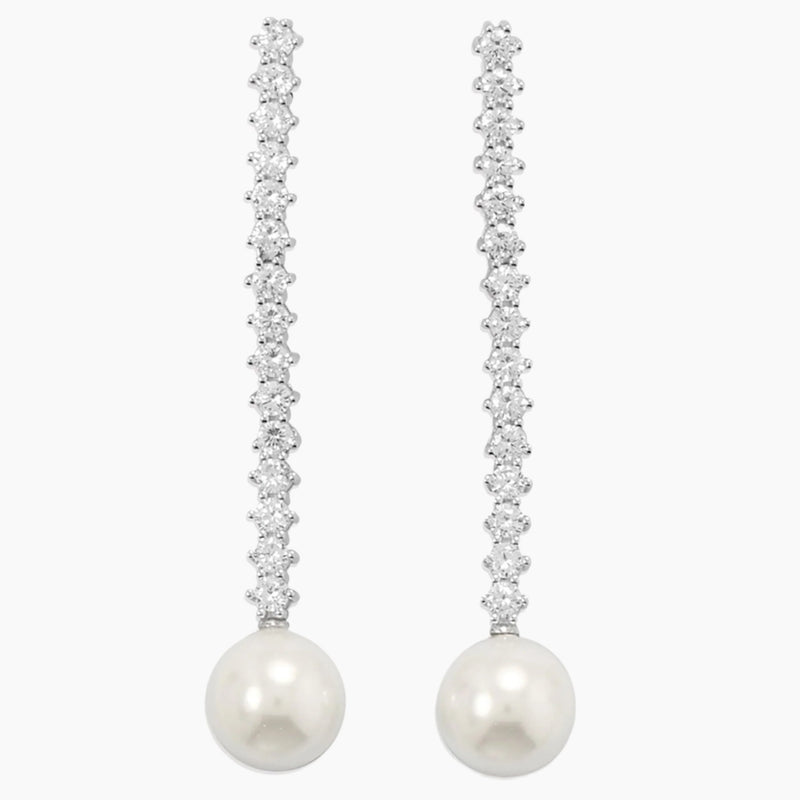 Cubic Zirconia with Pearl Earrings