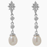 Cultured Freshwater Pearl and Zirconia Earrings