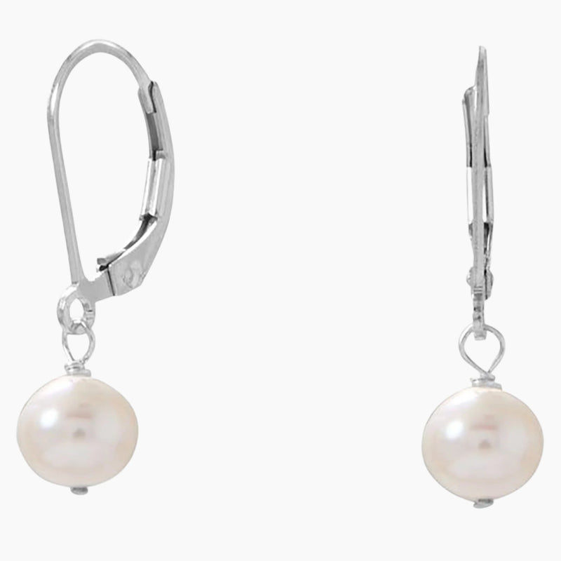 Cultured Freshwater Pearl Lever Back Earrings