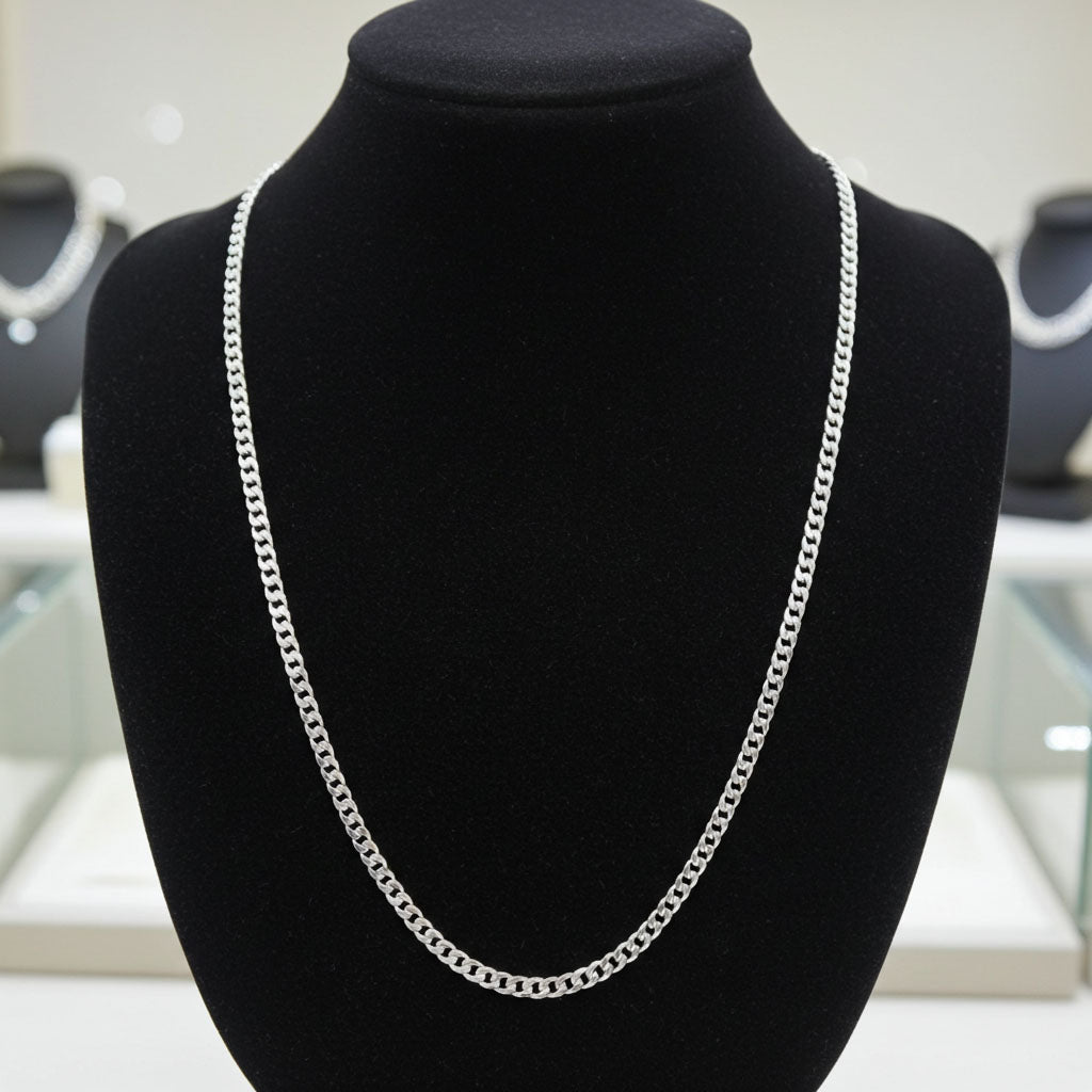 Curb Chain - 2mm on Bust Display