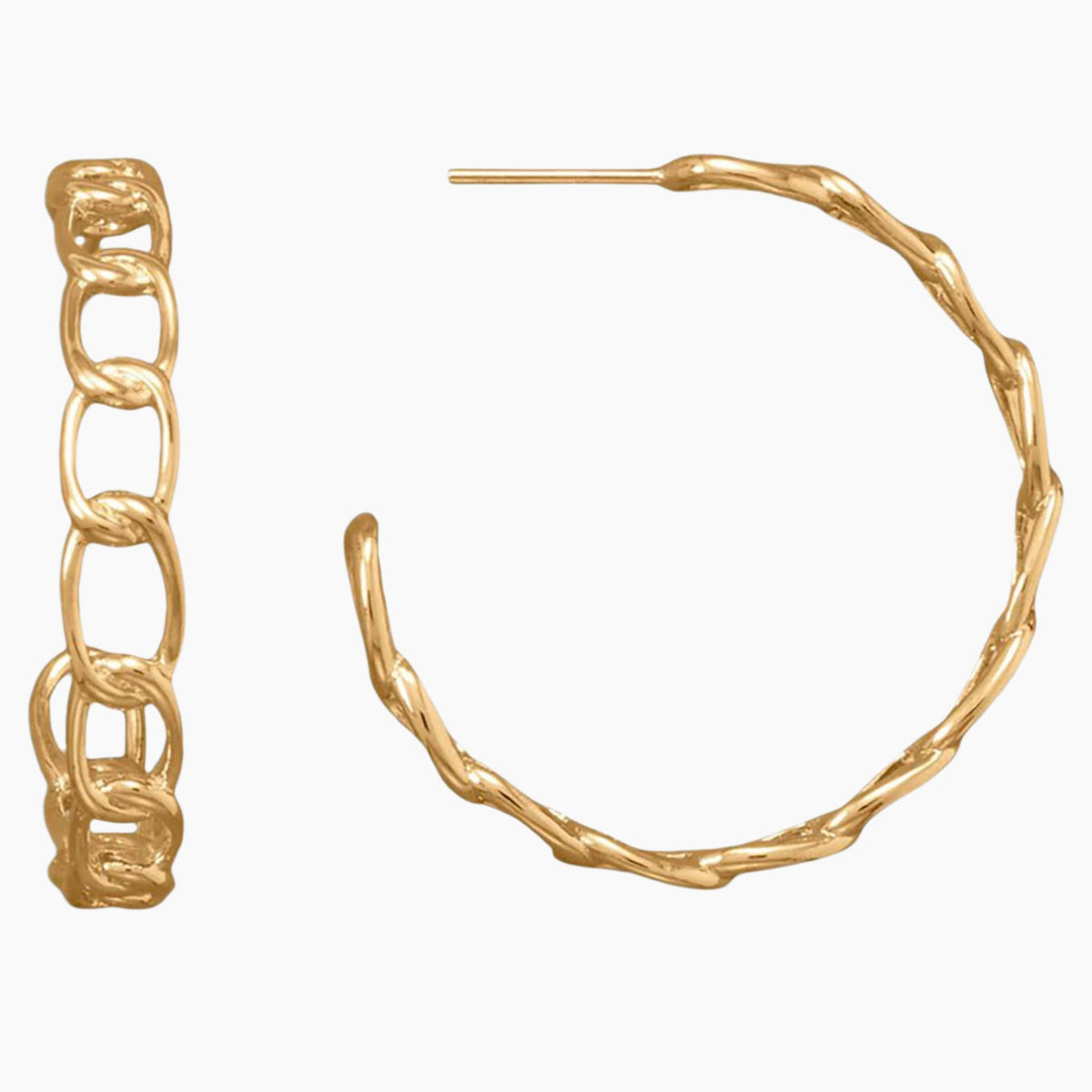 Curb Link Gold Hoop Earrings