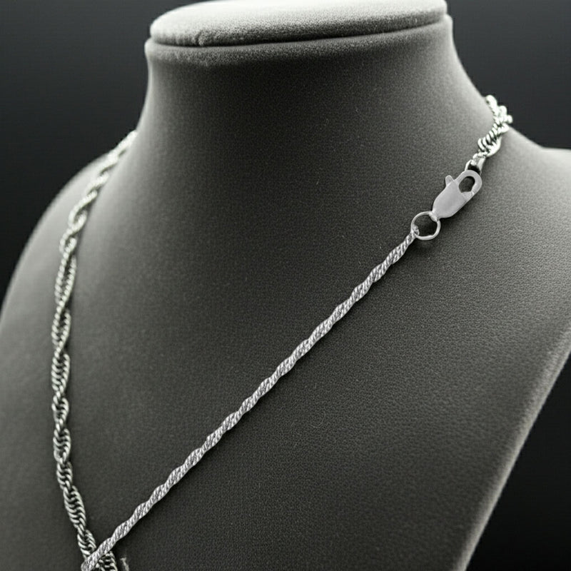 Oxidized Curb Rope Chain - 1.7mm Clasp View