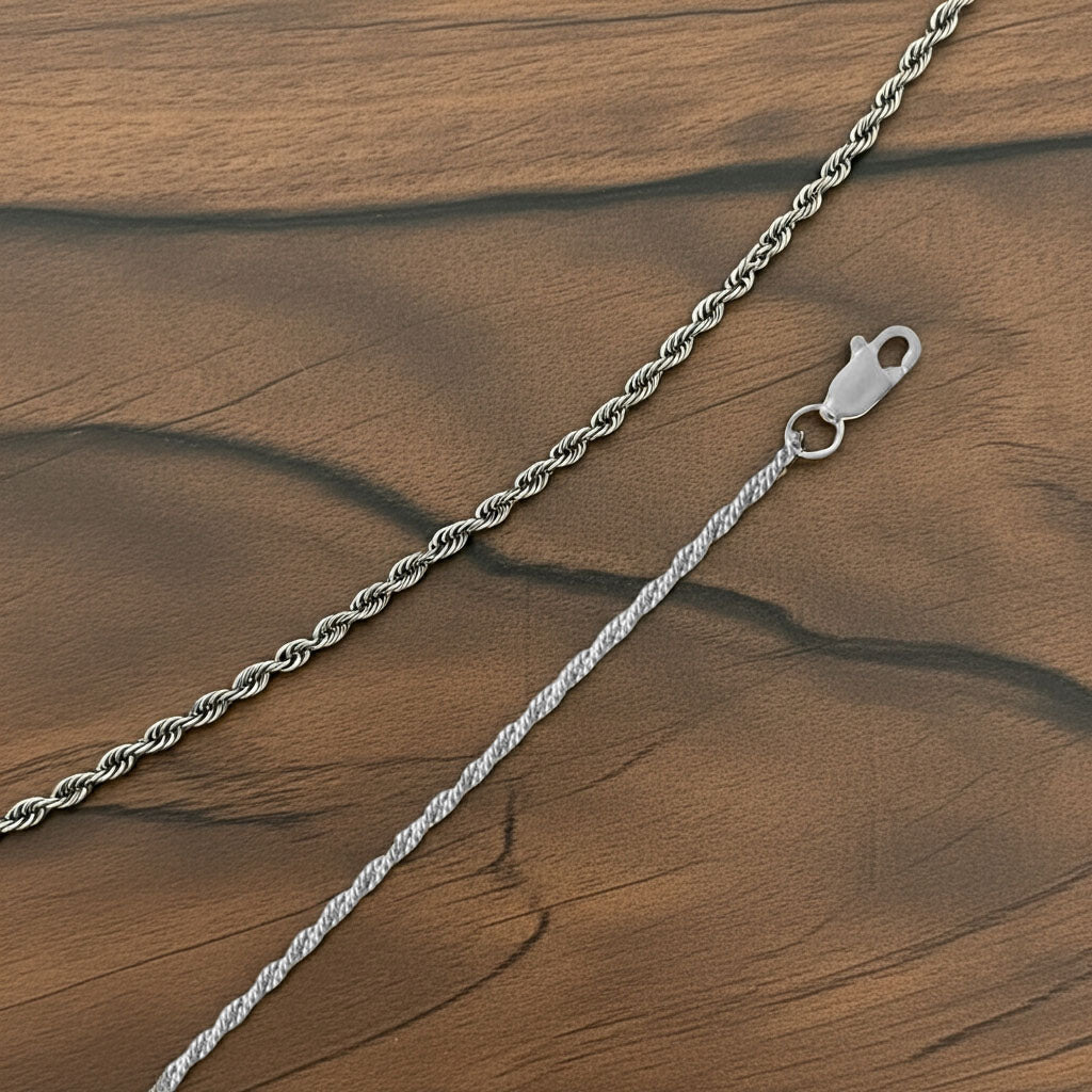 Oxidized Curb Rope Chain - 1.7mm Layout View