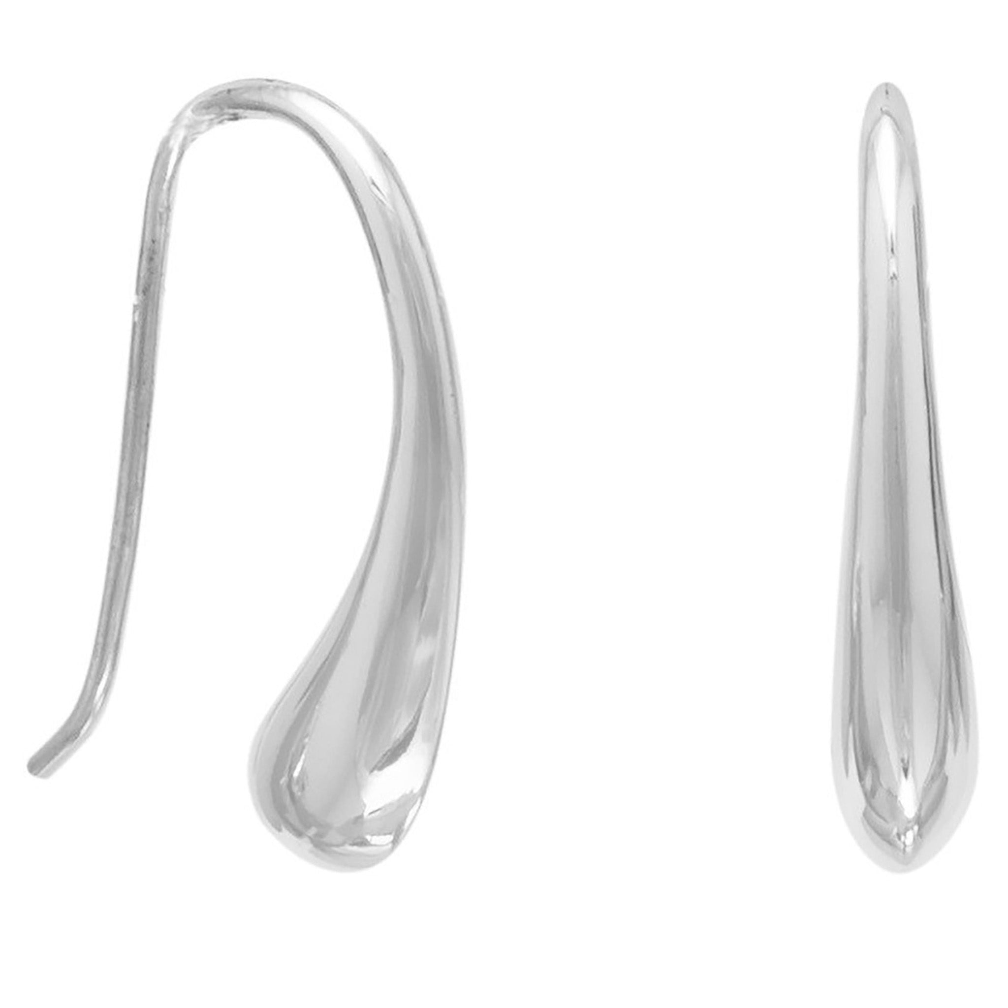 Curved Pear Shape Silver Earrings