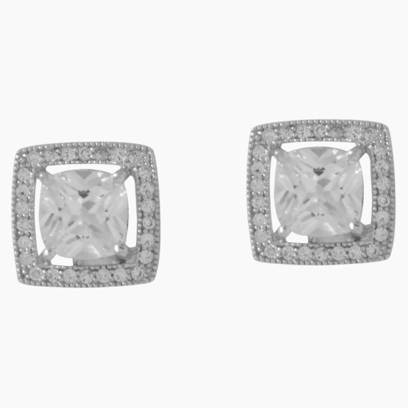 Cushion Cut Zirconia Stud Earrings