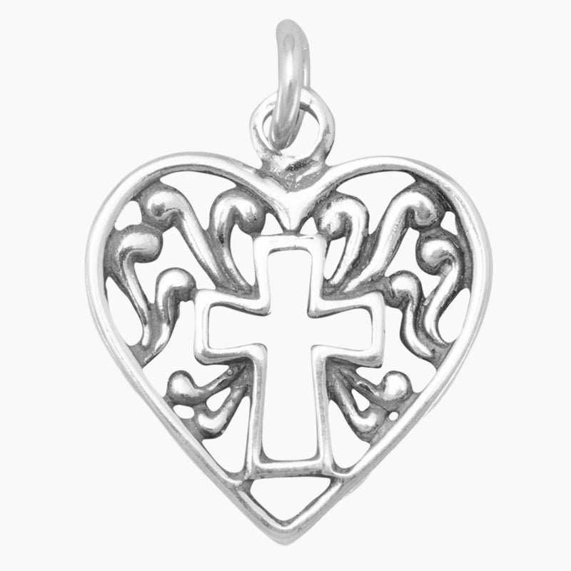Cut Out Cross Heart Charm