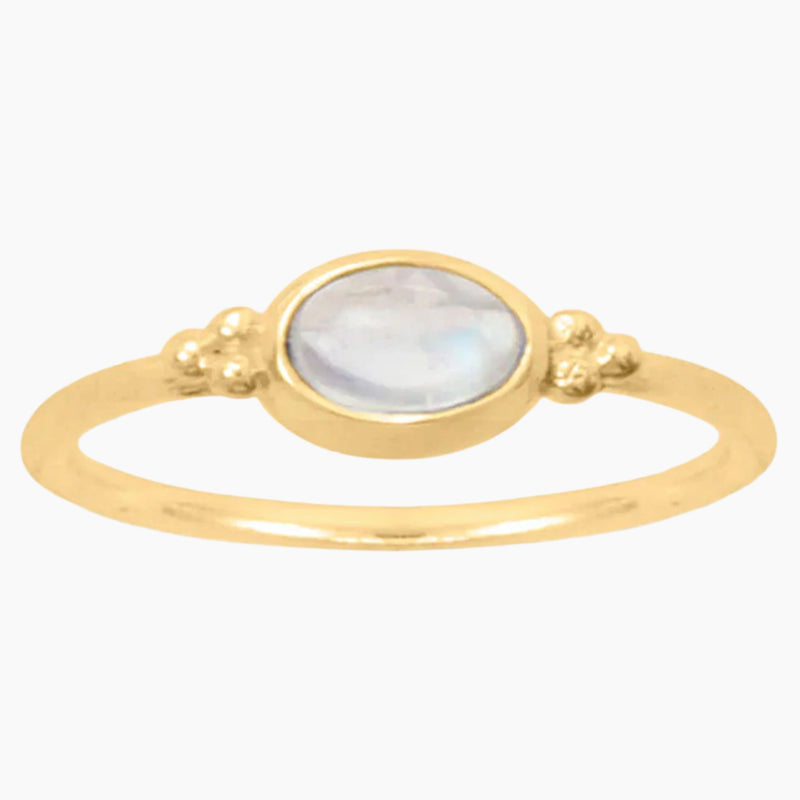 Dainty Rainbow Moonstone Gold Ring