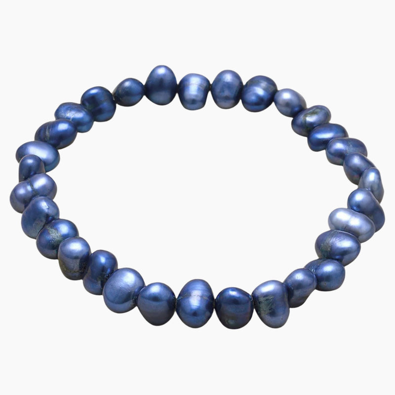 Dark Blue Freshwater Pearl Stretch Bracelet