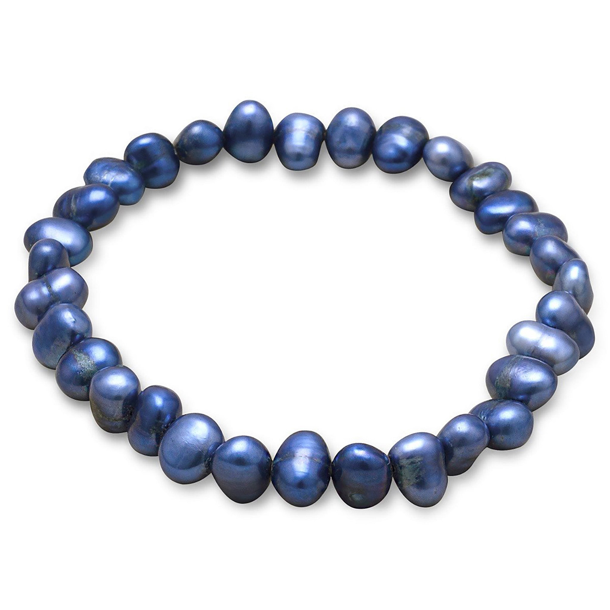 Dark Blue Freshwater Pearl Stretch Bracelet