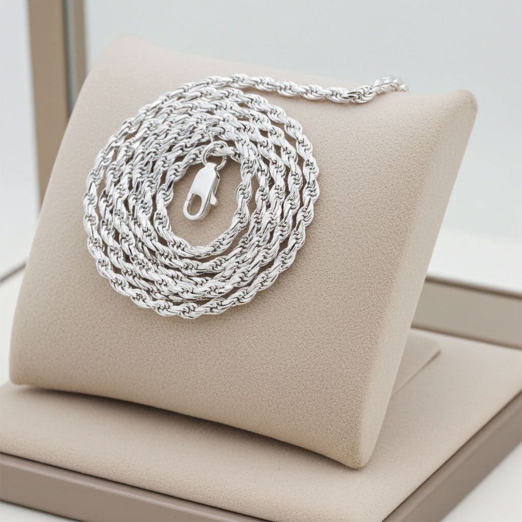 Diamond Cut Rope Chain - 3.3mm Coiled Display View