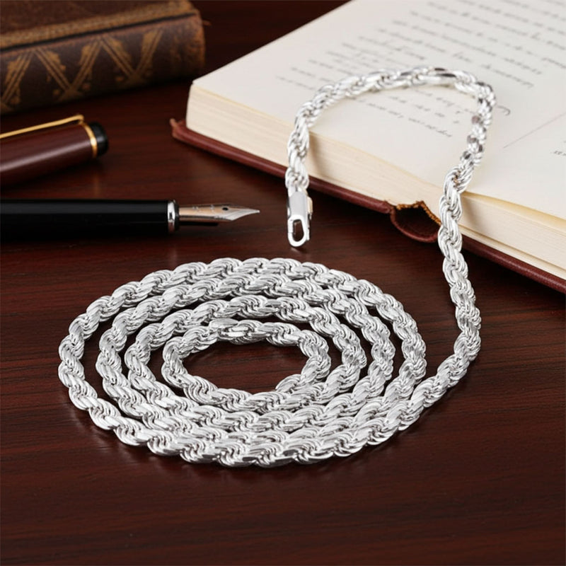 Diamond Cut Rope Chain - 4.4mm Coiled Up View