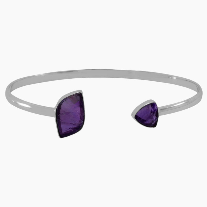 Double Amethyst Cuff Bracelet